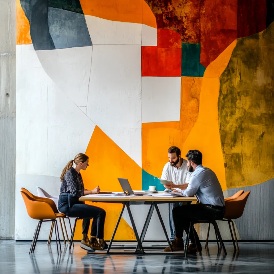 사업 회의 중인 전문가 팀